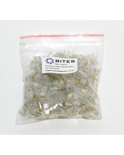 US010A (100шт). Телефонный разъем 4P4C (RJ-11). 5bites в Кызыле