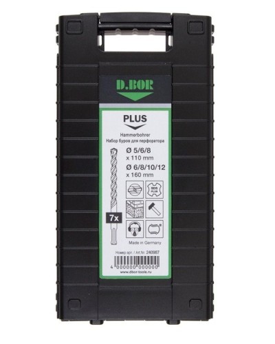Набор буров SDS-plus V PLUS 7шт, 2-cutting (240987). Набор буров SDS-plus (5,6,8х110 мм; 6,8,10,12х160 мм). D.BOR в Кызыле