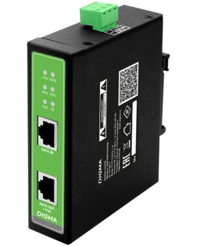 DNP30W48GDXM 10/100/1000BASE-T 30Вт 37-57В(DC). Инжектор PoE. Digma в Кызыле