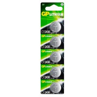 GP Lithium CR2430 (GP CR2430-2C5 100/1000), упак. 5 шт. БЛИСТЕР. Литиевые дисковые батарейки. GP Batteries