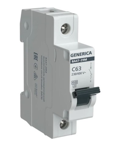 GENERICA ВА47-29М 1P C 63А 4,5кА (MVA21-1-063-C-G). Автоматический выключатель. IEK в Кызыле