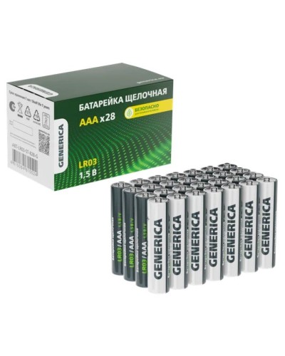 Батарейка Alkaline LR03/AAA GENERICA (28 шт) (ABT-LR03-ST-B28-G). Батарейка щелочная. IEK в Кызыле