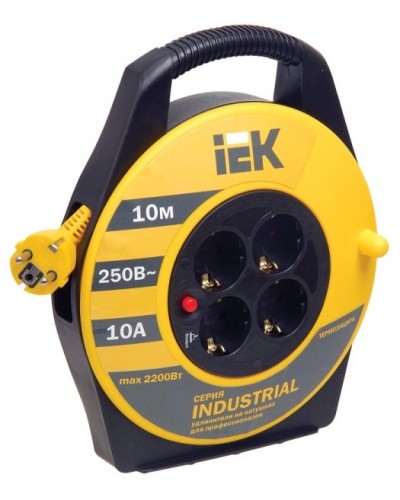 УК10 4 места, 10м (WKP15-16-04-10). Удлинитель на катушке Industrial. IEK в Кызыле