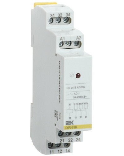 Реле промежуточное модульное OIR 3 контакта 16А 24В AC/DC (OIR-316-ACDC24V). Реле промежуточное модульное. IEK в Кызыле