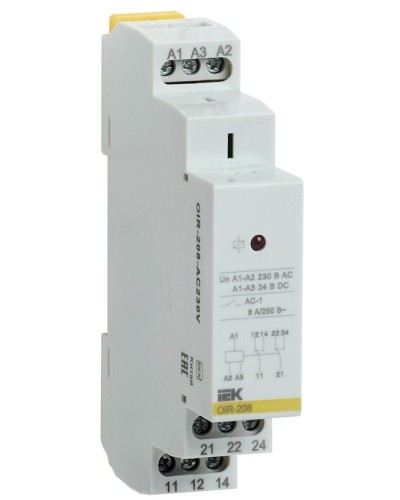Реле промежуточное модульное OIR 2 контакта 8А 230В AC (OIR-208-AC230V). Реле промежуточное модульное. IEK в Кызыле