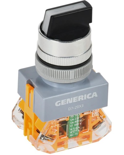 Переключатель D7-20X3 на 3 положения черный GENERICA (BSW50-20X3-3-21-3-K02-G). Переключатель. IEK в Кызыле