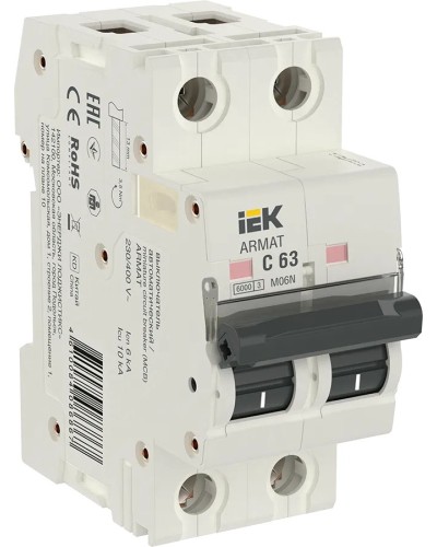 M06N 2P C 63А 6кА ARMAT (AR-M06N-2-C063). Автоматический выключатель. IEK в Кызыле
