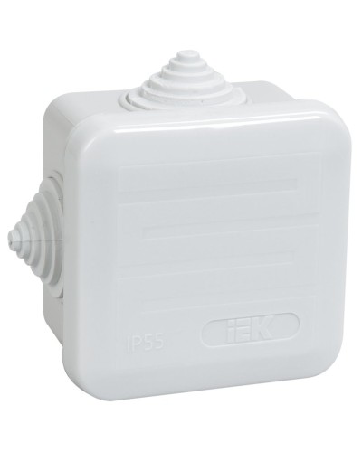 Коробка распаячная КМ41236 70х70х40 открытой проводки IP44 4 гермоввода серая (UKOZ11-070-070-040-K41-44). Коробка распаячная безгалогенная (HF) с защелкивающейся крышкой. IEK в Кызыле