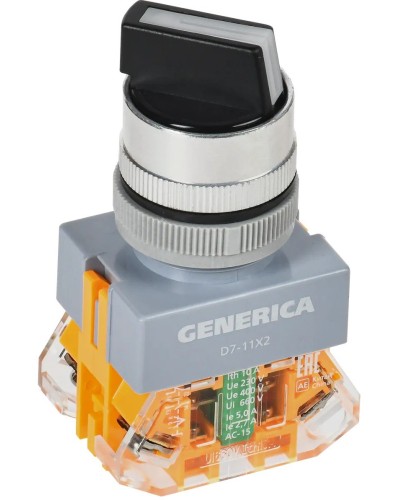 Переключатель D7-11X2 на 2 положения черный GENERICA (BSW50-11X2-3-21-2-K02-G). Переключатель. IEK в Кызыле