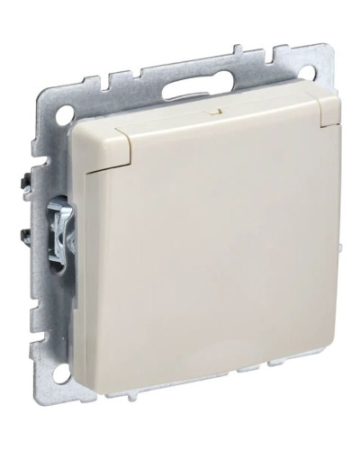 Розетка с з/к РСбш10-3-44-БрКр бежевый BRITE (BR-R16-16-44-K10). Розетка с заземлением с защитными шторками и крышкой. IEK в Кызыле