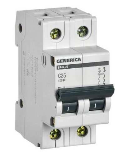 GENERICA ВА47-29 2P C 25А 4,5кА (MVA25-2-025-C). Автоматический выключатель. IEK в Кызыле