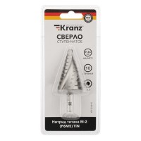 Сверло по металлу ступенчатое ТИТАН 9,0-36,0 мм 110 mm 65 HRC Р6М5 TiN Kranz (KR-12-6614): Сверло по металлу шлифованное