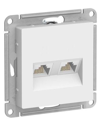 AtlasDesign розетка RJ45+RJ45, 2-местная, скрытой установки, механизм, белый (ATN000185). Розетка компьютерная. Systeme Electric в Кызыле