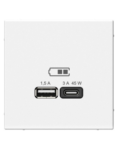 ArtGallery розетка USB тип-A+C 45Вт, скрытой установки, механизм, белый (GAL000129). Розетка USB. Systeme Electric в Кызыле