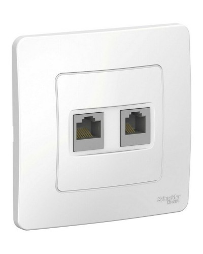 BLANCA розетка RJ45+RJ11 2-местная, кат. 5Е, скрытой установки, белый (BLNIS045111). Розетка компьютерная + телефонная. Systeme Electric в Кызыле