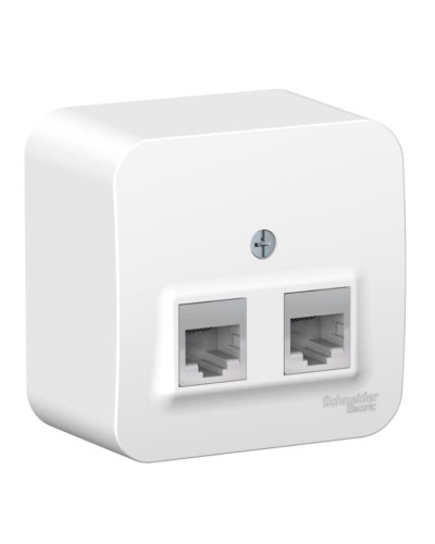 BLANCA розетка RJ11+RJ45, 2-местная, кат. 5Е, открытой установки, белый (BLNIA045111). Розетка компьютерная + телефонная с изолированной пластиной. Systeme Electric в Кызыле