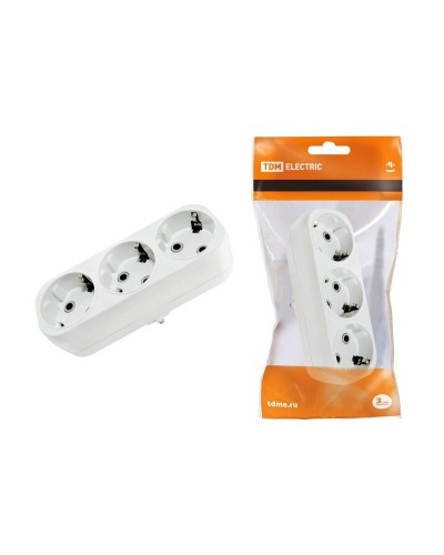 Блок на 3 гнезда 2П+З плоский 16А 250B TDM (SQ1806-0033). Розетка. TDM ЕLECTRIC в Кызыле
