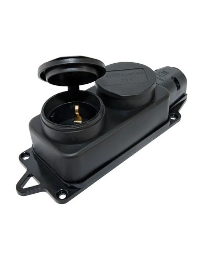 Розетка двухместная 2Р+РЕ 16А 250В IP44 (SQ0612-0010). Розетка двухместная с заглушками каучук. TDM ЕLECTRIC в Кызыле