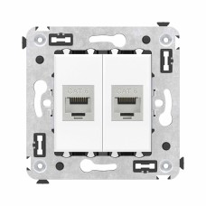 Розетка RJ-45 в стену, кат.6E, Avanti, двойная, белое облако (4400794). Розетка компьютерная модульная. ДКС