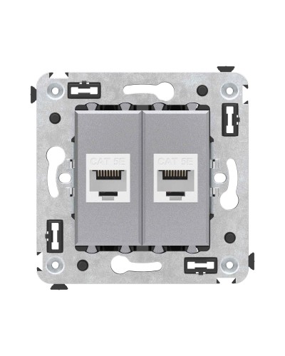 Розетка RJ-45 в стену, кат.5E, Avanti, двойная, закаленная сталь (4404664). Розетка компьютерная. ДКС в Кызыле