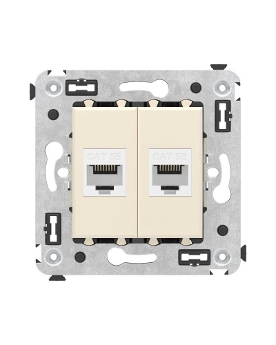 Розетка RJ-45 в стену, кат.5E, Avanti, двойная, ванильная дымка (4405664). Розетка компьютерная. ДКС в Кызыле