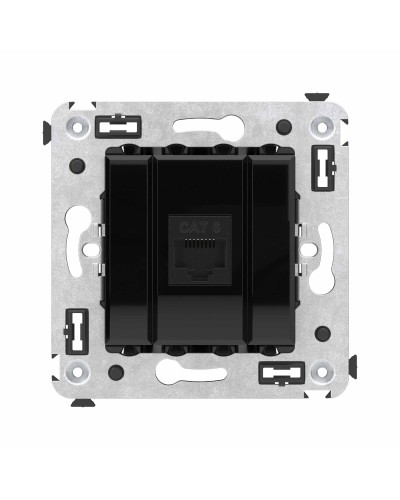 Розетка RJ-45 в стену, кат.6E, Avanti, одинарная, черный квадрат (4402693). Розетка компьютерная. ДКС в Кызыле