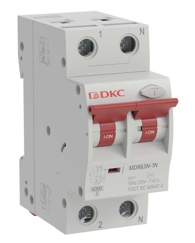 YON max MDR, 1P+N, 30mA, 63A, 6kA, А (MDR63N-1N2C63-A). Автоматический выключатель дифференциального тока. ДКС в Кызыле