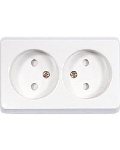 Розетка двойная открытой установки без з/к, бежевый, LK Standard (813601). Розетка без заземляющих контактов с защитными шторками. Экопласт в Кызыле