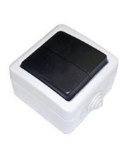 Переключатель двухклавишный 2-полюсный с 2 мест EF602SA, серый, LK Aqua (80006). Переключатель. Экопласт в Кызыле
