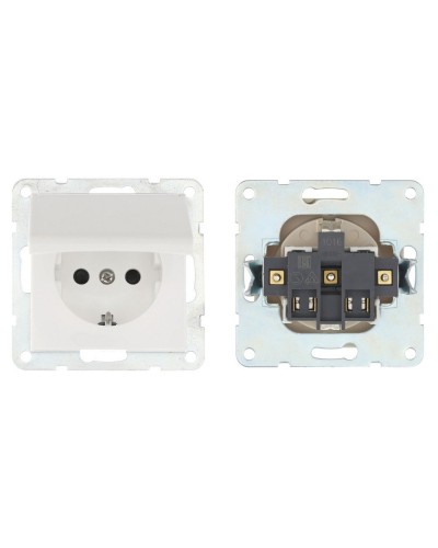 Розетка с з/к, шторками и крышкой, белый LK80 (843404-1). Розетка. Экопласт в Кызыле