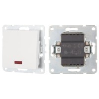 Выключатель 1-клавиша c индикатором 16 A, 250 B, белый LK60 (860204-1). Выключатель. Экопласт