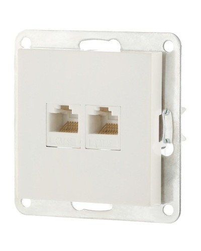 Розетка 2xRJ-45 кат.5е с накладкой, белый LK80 (846204-1). Розетка компьютерная двойная. Экопласт в Кызыле