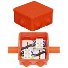 Коробка JBS080 85х85х50, 6 вых., 9P (0,15-4,0 мм²) (43151HF). Коробка монтажная, огнестойкая, без галогена. Экопласт