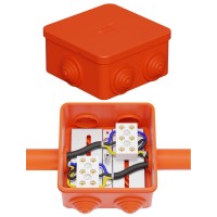 Коробка JBS080 85х85х50, 6 вых., 4P (0,15-4,0 мм²) (43111HF). Коробка монтажная, огнестойкая, без галогена. Экопласт