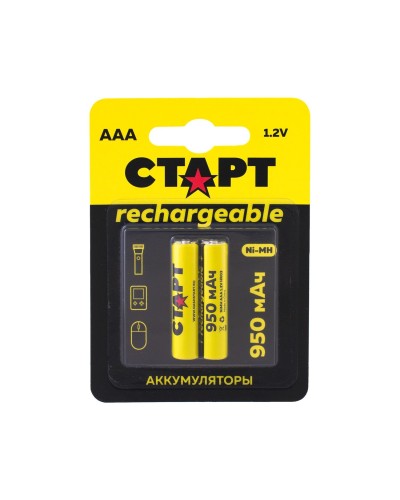 СТАРТ HR03 (AAA, 950mah), упак. 2 шт. БЛИСТЕР. Перезаряжаемые аккумуляторы. СТАРТ в Кызыле